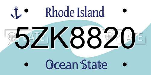 5ZK8820 Rhode Island License Plate
