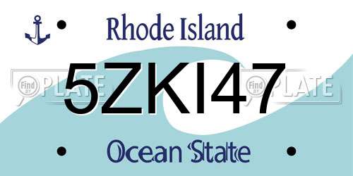 5ZKI47 Rhode Island License Plate