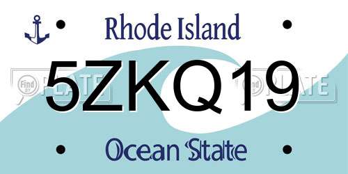 5ZKQ19 Rhode Island License Plate
