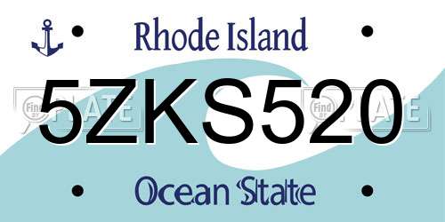 5ZKS520 Rhode Island License Plate
