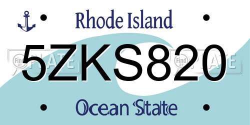 5ZKS820 Rhode Island License Plate
