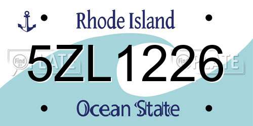 5ZL1226 Rhode Island License Plate