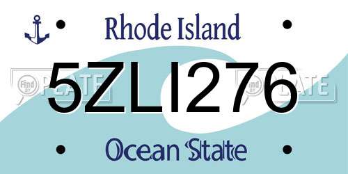 5ZLI276 Rhode Island License Plate