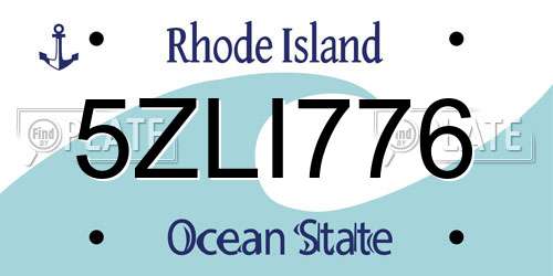 5ZLI776 Rhode Island License Plate