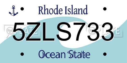 5ZLS733 Rhode Island License Plate