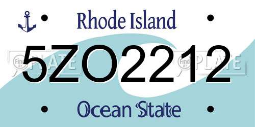 5ZO2212 Rhode Island License Plate