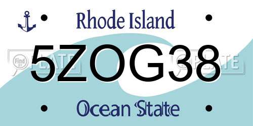 5ZOG38 Rhode Island License Plate