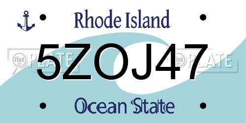 5ZOJ47 Rhode Island License Plate