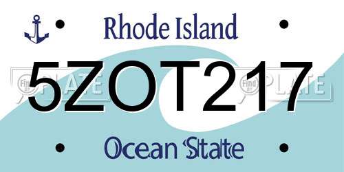 5ZOT217 Rhode Island License Plate