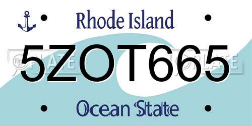 5ZOT665 Rhode Island License Plate