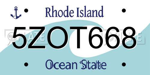 5ZOT668 Rhode Island License Plate
