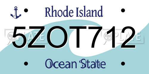 5ZOT712 Rhode Island License Plate