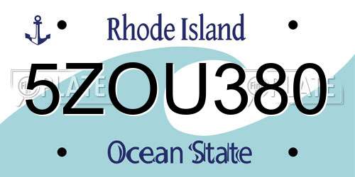 5ZOU380 Rhode Island License Plate