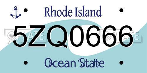 5ZQ0666 Rhode Island License Plate