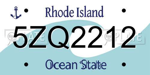 5ZQ2212 Rhode Island License Plate