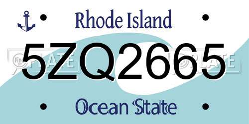 5ZQ2665 Rhode Island License Plate
