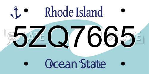 5ZQ7665 Rhode Island License Plate