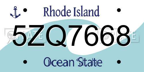 5ZQ7668 Rhode Island License Plate