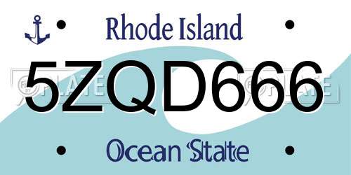 5ZQD666 Rhode Island License Plate