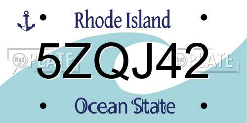 5ZQJ42 Rhode Island License Plate