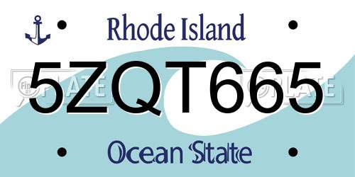 5ZQT665 Rhode Island License Plate