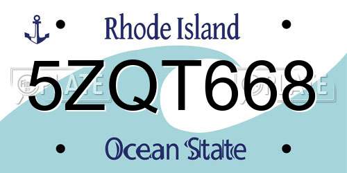 5ZQT668 Rhode Island License Plate
