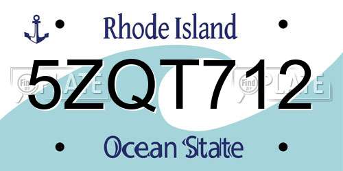 5ZQT712 Rhode Island License Plate