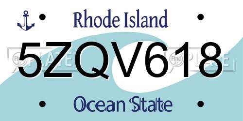 5ZQV618 Rhode Island License Plate