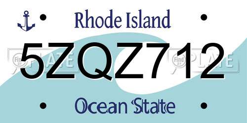 5ZQZ712 Rhode Island License Plate