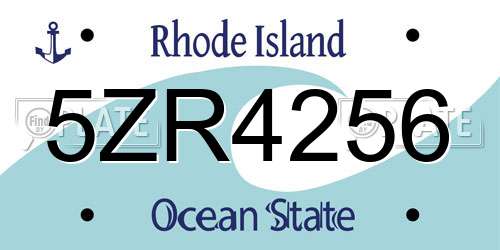 5ZR4256 Rhode Island License Plate