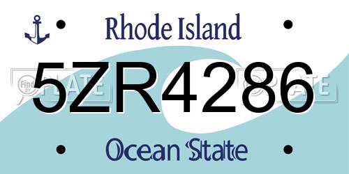 5ZR4286 Rhode Island License Plate