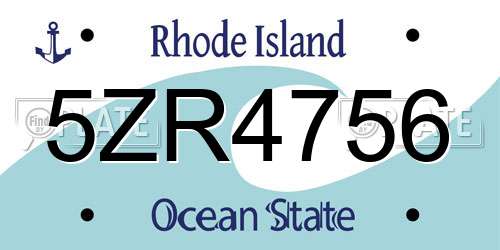 5ZR4756 Rhode Island License Plate
