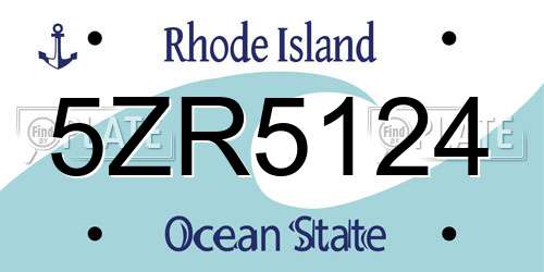 5ZR5124 Rhode Island License Plate