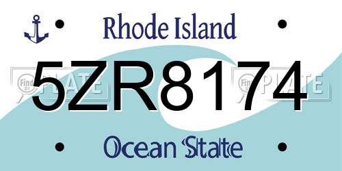5ZR8174 Rhode Island License Plate