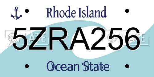5ZRA256 Rhode Island License Plate