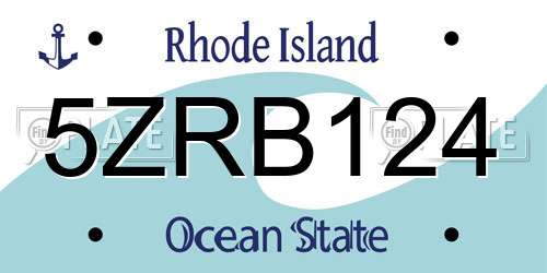 5ZRB124 Rhode Island License Plate