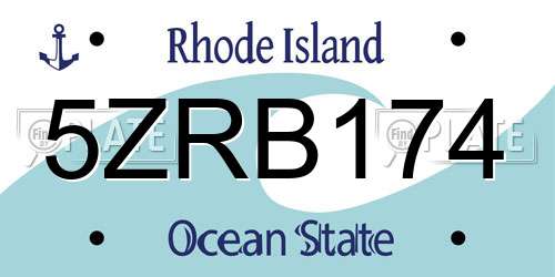 5ZRB174 Rhode Island License Plate