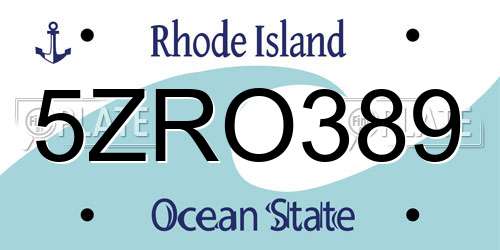 5ZRO389 Rhode Island License Plate