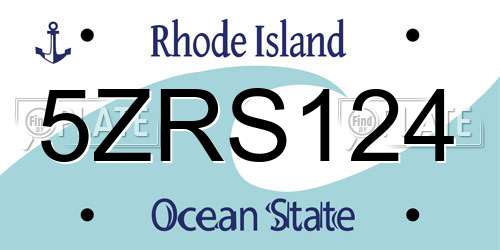 5ZRS124 Rhode Island License Plate