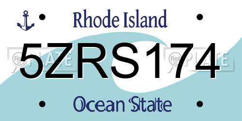 5ZRS174 Rhode Island License Plate