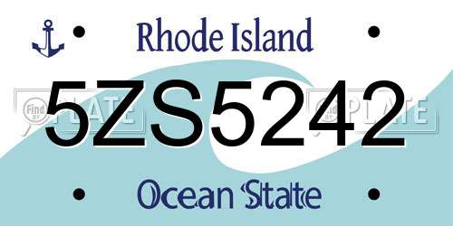 5ZS5242 Rhode Island License Plate