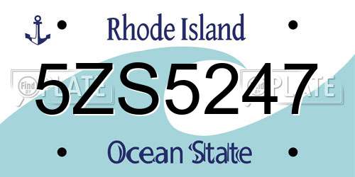 5ZS5247 Rhode Island License Plate