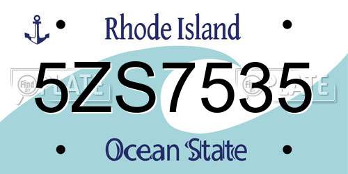 5ZS7535 Rhode Island License Plate