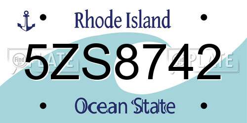 5ZS8742 Rhode Island License Plate
