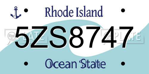 5ZS8747 Rhode Island License Plate