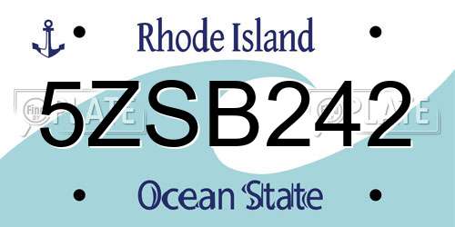 5ZSB242 Rhode Island License Plate