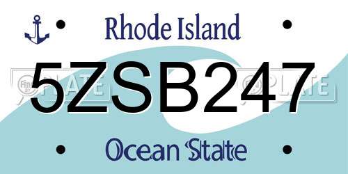 5ZSB247 Rhode Island License Plate