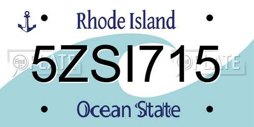 5ZSI715 Rhode Island License Plate