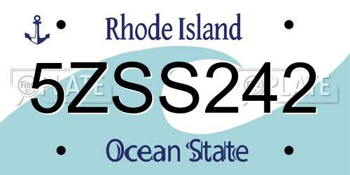 5ZSS242 Rhode Island License Plate