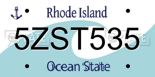 5ZST535 Rhode Island License Plate